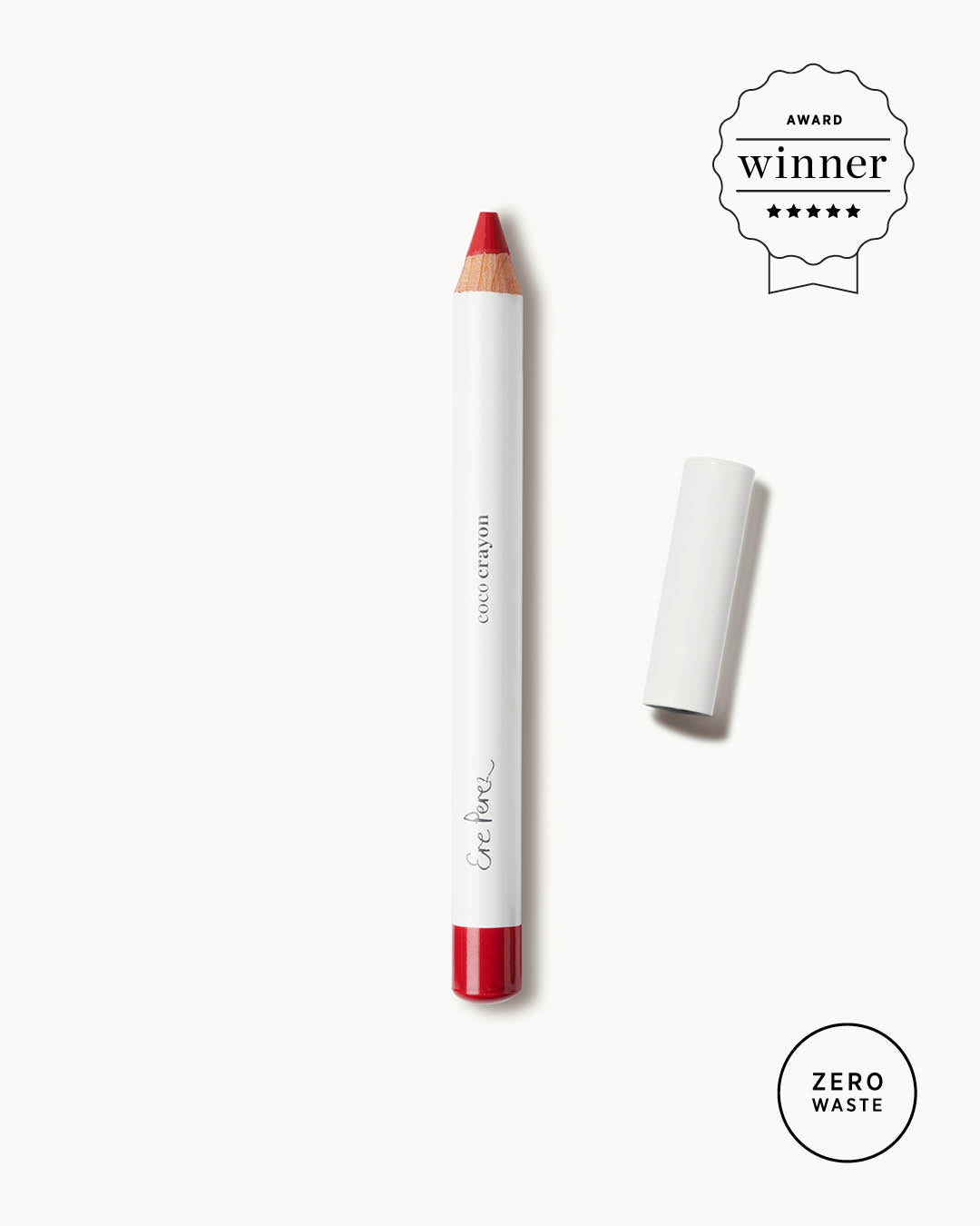 Sustainable award-winning coco crayon in its zero waste packaging by Ere Perez 